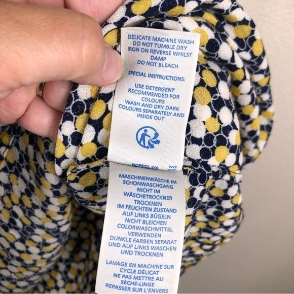 Boden Aurelia Tunic Top Mini Dress Blue Yellow Circles Dots Classic Sz 10 Long - Picture 8 of 8